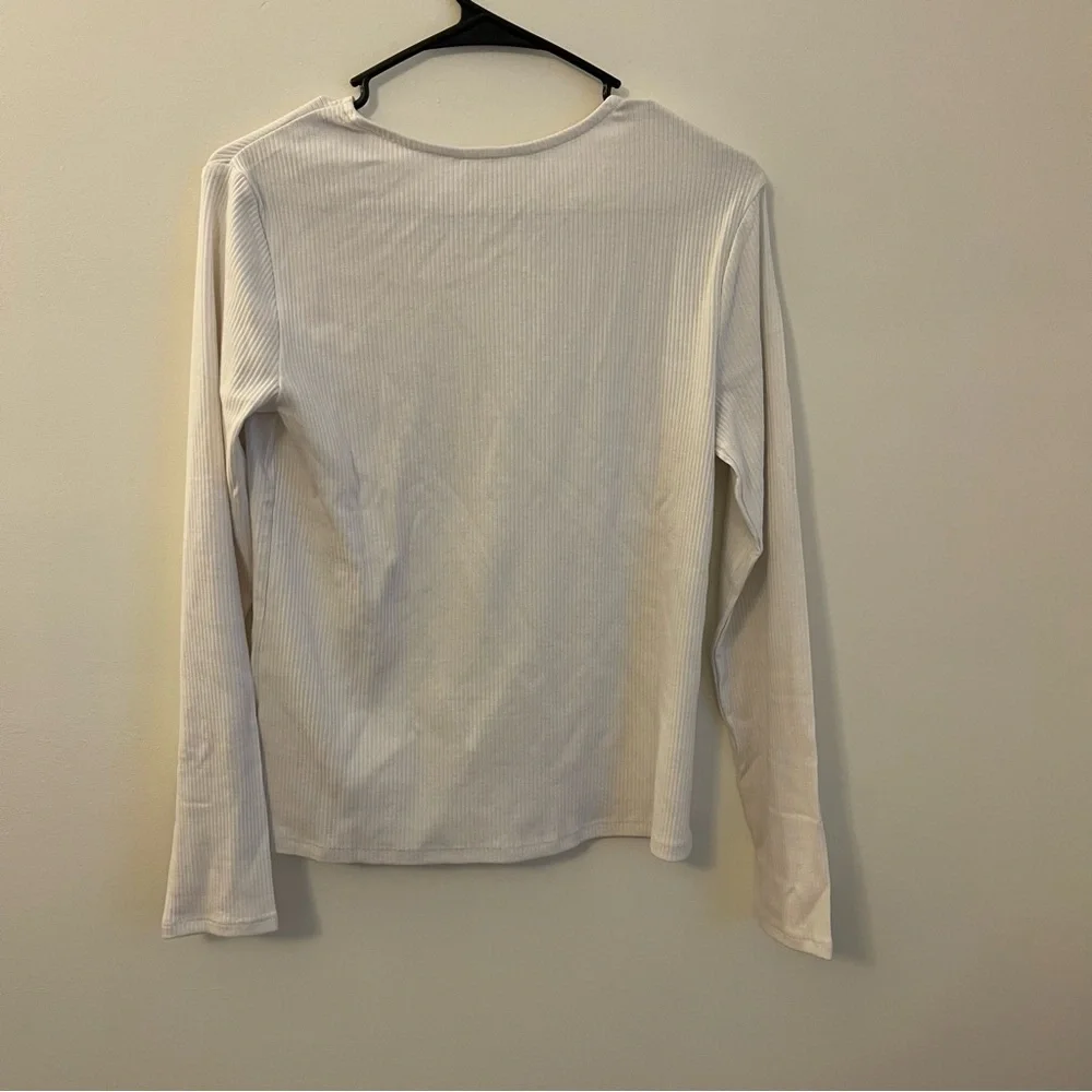 Garnet Hill M NWT Ribbed Long Sleeve Shirt Organic Cotton Modal Classic Staple - Picture 5 of 5